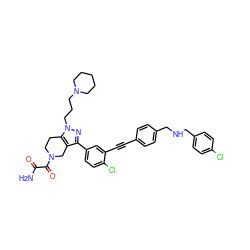 NC(=O)C(=O)N1CCc2c(c(-c3ccc(Cl)c(C#Cc4ccc(CNCc5ccc(Cl)cc5)cc4)c3)nn2CCCN2CCCCC2)C1 ZINC000095595643