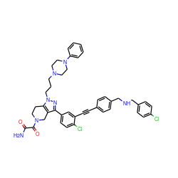 NC(=O)C(=O)N1CCc2c(c(-c3ccc(Cl)c(C#Cc4ccc(CNCc5ccc(Cl)cc5)cc4)c3)nn2CCCN2CCN(c3ccccc3)CC2)C1 ZINC000095596502