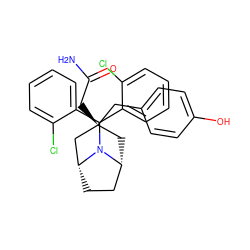 NC(=O)C[C@@]1(Cc2ccc(O)cc2)C[C@@H]2CC[C@H](C1)N2C(c1ccccc1Cl)c1ccccc1Cl ZINC000103229882