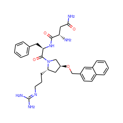 NC(=O)C[C@H](N)C(=O)N[C@H](Cc1ccccc1)C(=O)N1C[C@@H](OCc2ccc3ccccc3c2)C[C@@H]1CCCN=C(N)N ZINC000036285354