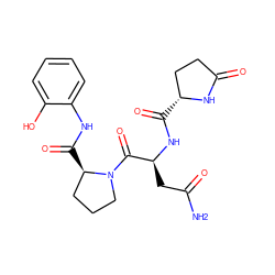 NC(=O)C[C@H](NC(=O)[C@@H]1CCC(=O)N1)C(=O)N1CCC[C@H]1C(=O)Nc1ccccc1O ZINC000038450270