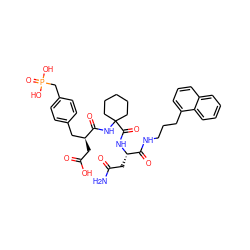 NC(=O)C[C@H](NC(=O)C1(NC(=O)[C@@H](CC(=O)O)Cc2ccc(CP(=O)(O)O)cc2)CCCCC1)C(=O)NCCCc1cccc2ccccc12 ZINC000026663353