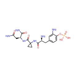 NC(=O)C[C@H](NC(=O)C1(NC(=O)[C@@H](N)Cc2ccc(OP(=O)(O)O)c(N)c2)CC1)C(N)=O ZINC000029466208