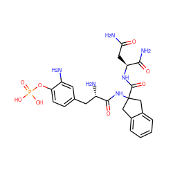 NC(=O)C[C@H](NC(=O)C1(NC(=O)[C@@H](N)Cc2ccc(OP(=O)(O)O)c(N)c2)Cc2ccccc2C1)C(N)=O ZINC000029462828