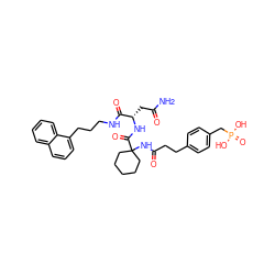 NC(=O)C[C@H](NC(=O)C1(NC(=O)CCc2ccc(CP(=O)(O)O)cc2)CCCCC1)C(=O)NCCCc1cccc2ccccc12 ZINC000029552798