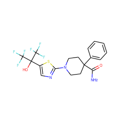 NC(=O)C1(c2ccccc2)CCN(c2ncc(C(O)(C(F)(F)F)C(F)(F)F)s2)CC1 ZINC000064527972