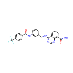 NC(=O)C1=c2ncnc(NCc3cccc(NC(=O)c4ccc(C(F)(F)F)cc4)c3)c2=CCC1 ZINC000168215539