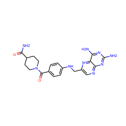 NC(=O)C1CCN(C(=O)c2ccc(NCc3cnc4nc(N)nc(N)c4n3)cc2)CC1 ZINC000095573832