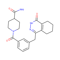 NC(=O)C1CCN(C(=O)c2cccc(Cc3n[nH]c(=O)c4c3CCCC4)c2)CC1 ZINC000167281573