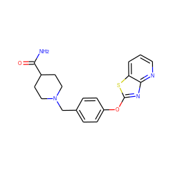 NC(=O)C1CCN(Cc2ccc(Oc3nc4ncccc4s3)cc2)CC1 ZINC000095564184