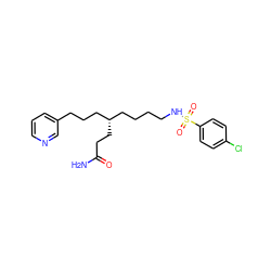 NC(=O)CC[C@@H](CCCCNS(=O)(=O)c1ccc(Cl)cc1)CCCc1cccnc1 ZINC000013730421