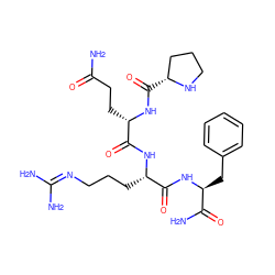 NC(=O)CC[C@H](NC(=O)[C@@H]1CCCN1)C(=O)N[C@@H](CCCN=C(N)N)C(=O)N[C@@H](Cc1ccccc1)C(N)=O ZINC000027092669