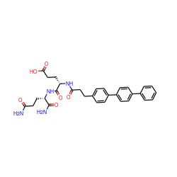 NC(=O)CC[C@H](NC(=O)[C@H](CCC(=O)O)NC(=O)CCc1ccc(-c2ccc(-c3ccccc3)cc2)cc1)C(N)=O ZINC000144562397