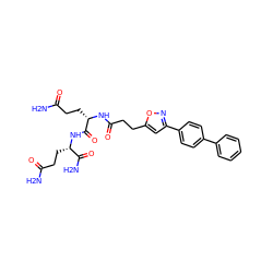 NC(=O)CC[C@H](NC(=O)[C@H](CCC(N)=O)NC(=O)CCc1cc(-c2ccc(-c3ccccc3)cc2)no1)C(N)=O ZINC000169701551