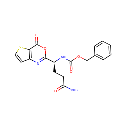 NC(=O)CC[C@H](NC(=O)OCc1ccccc1)c1nc2ccsc2c(=O)o1 ZINC000003633119