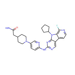 NC(=O)CC1CCN(c2ccc(Nc3ncc4c5ccnc(F)c5n(C5CCCC5)c4n3)nc2)CC1 ZINC000117687893