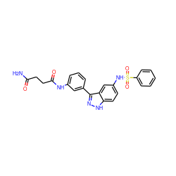 NC(=O)CCC(=O)Nc1cccc(-c2n[nH]c3ccc(NS(=O)(=O)c4ccccc4)cc23)c1 ZINC001772636393