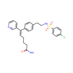 NC(=O)CCC/C=C(\c1ccc(CCNS(=O)(=O)c2ccc(Cl)cc2)cc1)c1cccnc1 ZINC000013733255