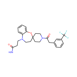 NC(=O)CCN1CCC2(CCN(C(=O)Cc3cccc(C(F)(F)F)c3)CC2)Oc2ccccc21 ZINC000095598243