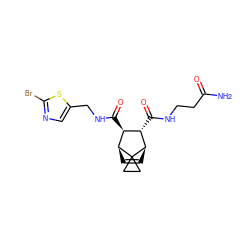 NC(=O)CCNC(=O)[C@H]1[C@H](C(=O)NCc2cnc(Br)s2)[C@@H]2C=C[C@H]1C21CC1 ZINC000168358208