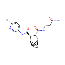 NC(=O)CCNC(=O)[C@H]1[C@H](C(=O)Nc2ccc(Br)nc2)[C@@H]2C=C[C@H]1C21CC1 ZINC000168454956