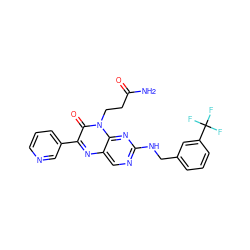 NC(=O)CCn1c(=O)c(-c2cccnc2)nc2cnc(NCc3cccc(C(F)(F)F)c3)nc21 ZINC000042889414