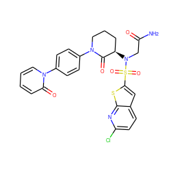 NC(=O)CN([C@@H]1CCCN(c2ccc(-n3ccccc3=O)cc2)C1=O)S(=O)(=O)c1cc2ccc(Cl)nc2s1 ZINC000029125508