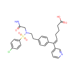 NC(=O)CN(CCc1ccc(/C(=C\CCCC(=O)O)c2cccnc2)cc1)S(=O)(=O)c1ccc(Cl)cc1 ZINC000027307242