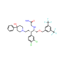 NC(=O)CN[C@H](COCc1cc(C(F)(F)F)cc(C(F)(F)F)c1)[C@@H](CCN1CCC(O)(c2ccccc2)CC1)c1ccc(Cl)c(Cl)c1 ZINC000026395730