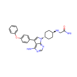 NC(=O)CN[C@H]1CC[C@H](n2cc(-c3ccc(Oc4ccccc4)cc3)c3c(N)ncnc32)CC1 ZINC001772615642