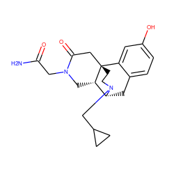 NC(=O)CN1C[C@H]2[C@H]3Cc4ccc(O)cc4[C@@]2(CCN3CC2CC2)CC1=O ZINC000169711844