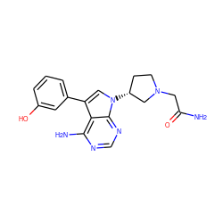 NC(=O)CN1CC[C@@H](n2cc(-c3cccc(O)c3)c3c(N)ncnc32)C1 ZINC000027981502