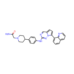 NC(=O)CN1CCC(c2ccc(Nc3ncc4ccc(-c5cccc6cccnc56)n4n3)cc2)CC1 ZINC000082158394