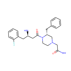 NC(=O)CN1CCN(C(=O)C[C@H](N)Cc2ccccc2F)[C@H](Cc2ccccc2)C1 ZINC000028367111