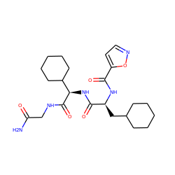 NC(=O)CNC(=O)[C@H](NC(=O)[C@H](CC1CCCCC1)NC(=O)c1ccno1)C1CCCCC1 ZINC001772602890