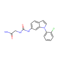 NC(=O)CNC(=O)Nc1ccc2ccn(-c3ccccc3Cl)c2c1 ZINC001772618411