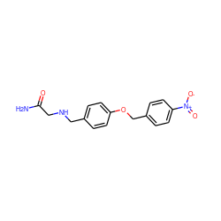 NC(=O)CNCc1ccc(OCc2ccc([N+](=O)[O-])cc2)cc1 ZINC000028711467