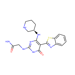 NC(=O)CNc1nc(N[C@@H]2CCCNC2)c(-c2nc3ccccc3s2)c(=O)[nH]1 ZINC001772631478