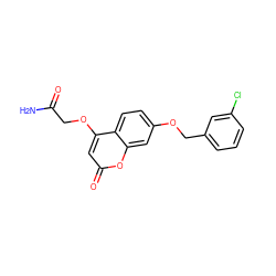 NC(=O)COc1cc(=O)oc2cc(OCc3cccc(Cl)c3)ccc12 ZINC000103243523