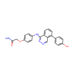 NC(=O)COc1ccc(Nc2nncc3c(-c4ccc(O)cc4)cccc23)cc1 ZINC000073196757