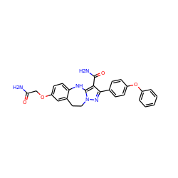 NC(=O)COc1ccc2c(c1)CCn1nc(-c3ccc(Oc4ccccc4)cc3)c(C(N)=O)c1N2 ZINC000045387445