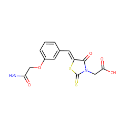 NC(=O)COc1cccc(/C=C2\SC(=S)N(CC(=O)O)C2=O)c1 ZINC000169341023