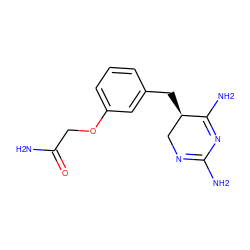 NC(=O)COc1cccc(C[C@@H]2CN=C(N)N=C2N)c1 ZINC000013757654