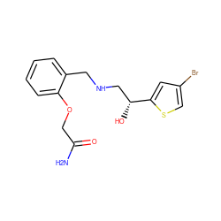 NC(=O)COc1ccccc1CNC[C@@H](O)c1cc(Br)cs1 ZINC000014966933