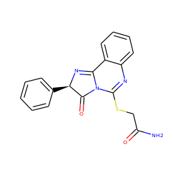 NC(=O)CSC1=Nc2ccccc2C2=N[C@H](c3ccccc3)C(=O)N12 ZINC000004176366