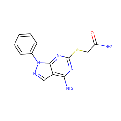 NC(=O)CSc1nc(N)c2cnn(-c3ccccc3)c2n1 ZINC000026466876