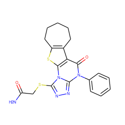 NC(=O)CSc1nnc2n(-c3ccccc3)c(=O)c3c4c(sc3n12)CCCCC4 ZINC000002270529