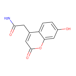 NC(=O)Cc1cc(=O)oc2cc(O)ccc12 ZINC000001237945