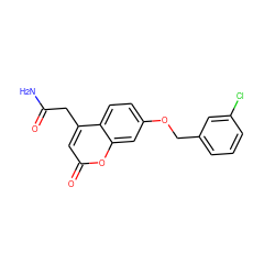 NC(=O)Cc1cc(=O)oc2cc(OCc3cccc(Cl)c3)ccc12 ZINC000036518214