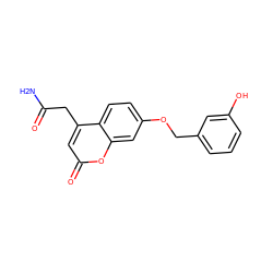 NC(=O)Cc1cc(=O)oc2cc(OCc3cccc(O)c3)ccc12 ZINC000036518208